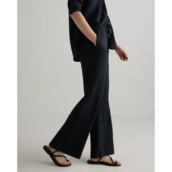 Quince Black Wide Leg Pants linen large - Picture 3 of 8